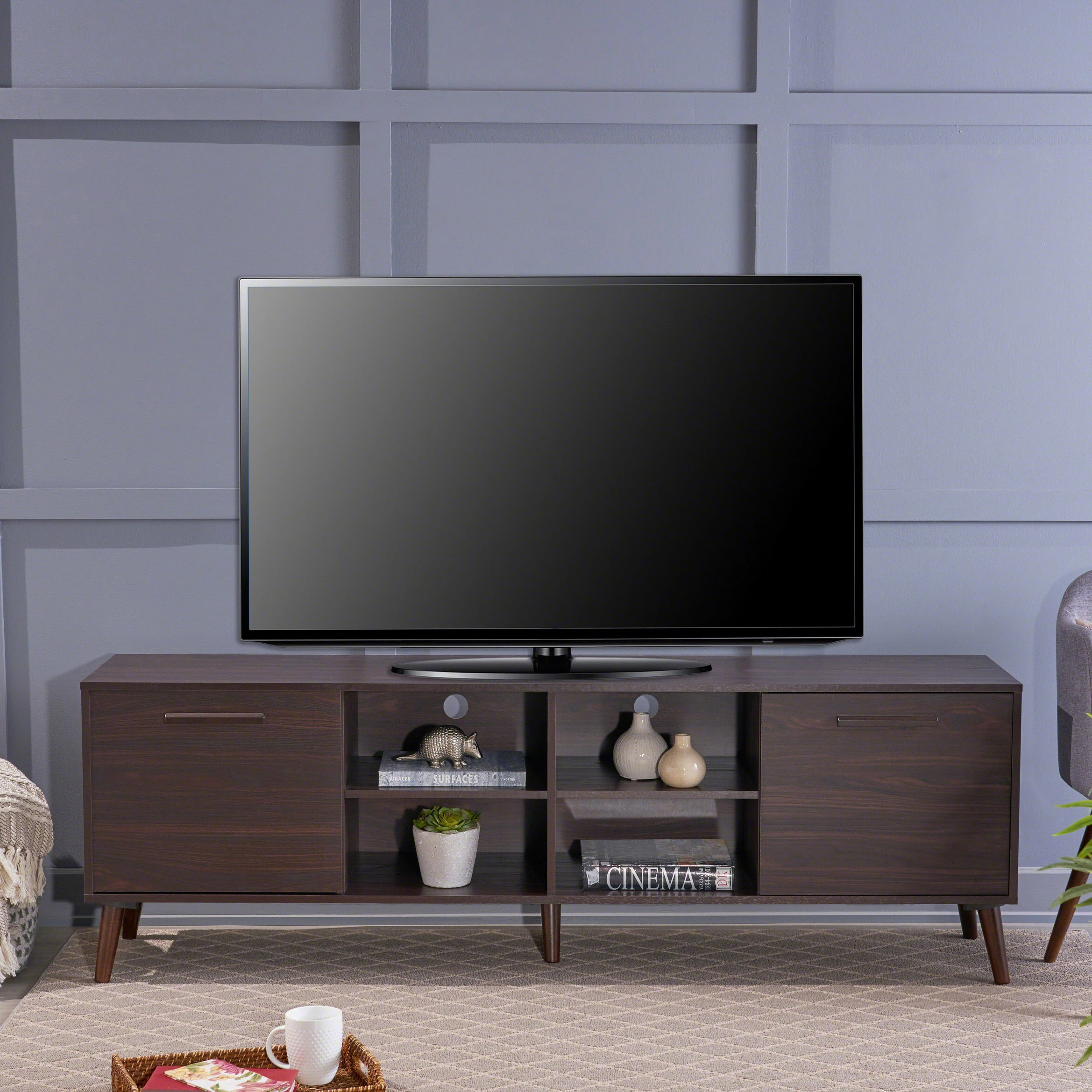 Christopher Knight Home -Christopher Knight Home Dontae Mid century Modern TV Stand with Tapered Legs by Christopher Knight Home