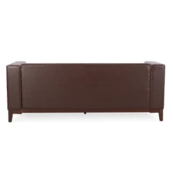 Raintree Mid Century Modern Faux Leather Tufted 3 Seater Sofa Dark Brown/Espresso - Christopher Knight Home -Christopher Knight Home GUEST 10635669 7404 4183 ad94 feb1f36702ad