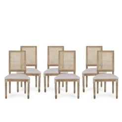 Set Of 6 Regina French Country Wood And Cane Upholstered Dining Chairs - Christopher Knight Home -Christopher Knight Home GUEST 16ab1708 a0b3 4aae 8934 8861afe03b28