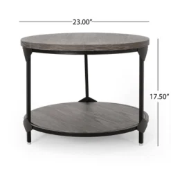 Cedarhurst Modern Industrial Round Coffee Table Gray/Black - Christopher Knight Home: Sturdy Iron Frame, Open Shelf -Christopher Knight Home GUEST 1ecfcedd 4aea 49a7 b06a 6a382ed8f331