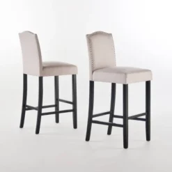 Set Of 2 Darren Contemporary Upholstered Barstools With Nailhead Trim - Christopher Knight Home -Christopher Knight Home GUEST 219a1825 ad82 405e a09f 3fe3dccd1c78