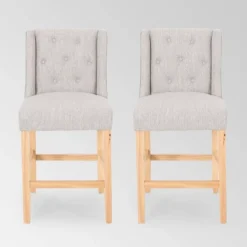 Set Of 2 Landria Button Tufted Wingback Counter Height Barstools - Christopher Knight Home -Christopher Knight Home GUEST 24747eef cea2 4e8a a612 a3c7ac47f0a2