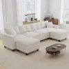 Christopher Knight Home Kreth 137" Modern 4-Seater Chenille Upholstered U-Shaped Sectional Sofa With Armrest Storage