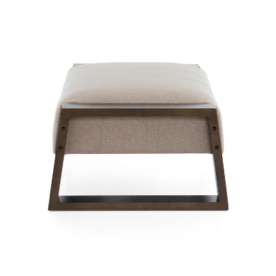 Christopher Knight Home Luke Modern Rubberwood Upholstered Ottoman, Beige/Brown 6 Christopher Knight Home Luke Modern Rubberwood Upholstered Ottoman, Beige/Brown - Image 4