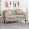 Gamay Contemporary Channel Stitched Fabric Loveseat Beige/Dark Walnut - Christopher Knight Home