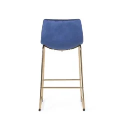 Cedric Modern Glam Velvet Counter Height Barstool Blue/Gold - Christopher Knight Home -Christopher Knight Home GUEST 336efe05 a05d 40fe 920a 5b8d4ad6b9fe