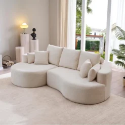 Christopher Knight Home Shamus 106" Modern Cozy Upholstered 4 Seater Curved Sectional Sofa With 7 Pillows -Christopher Knight Home GUEST 3743622f 796d 456b 9df1 f55c678021e6