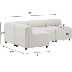 Christopher Knight Home Fermin 83" Modern 4 Piece Modular Sectional Sofa With Rround Back -Christopher Knight Home GUEST 38461280 5efe 402b 965f d3e8937d966d