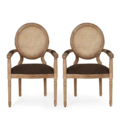 Set Of 2 Judith French Country Wood And Cane Upholstered Dining Chairs - Christopher Knight Home -Christopher Knight Home GUEST 3cd257ca ba10 4ef0 90fc 2d9940dbb920