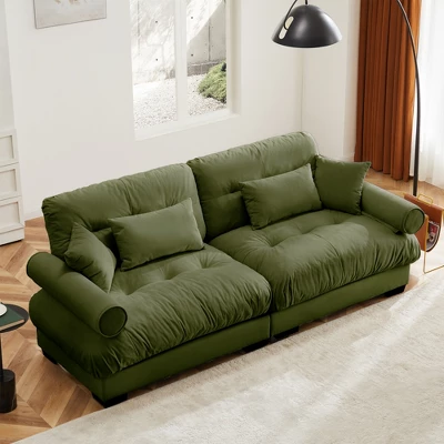 Christopher Knight Home Bernal 93.7" Modern 2 Seat Velvet Round Arm Sofa With Pillows 16 Christopher Knight Home Bernal 93.7" Modern 2 Seat Velvet Round Arm Sofa With Pillows - Image 14