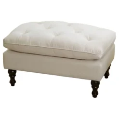 Jeremy Tufted Ottoman Crème Velvet - Christopher Knight Home: Upholstered Footrest, Hardwood Frame, 200lb Capacity -Christopher Knight Home GUEST 4c6b90f8 fad0 49d7 b7b1 85ce5bcac7c6