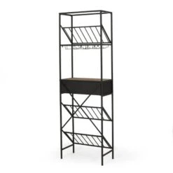 Boster Boho Industrial 21 Bottle Floor Wine Rack With Storage Natural/Black - Christopher Knight Home -Christopher Knight Home GUEST 4e560d45 a088 4faf af45 25363c758e6b