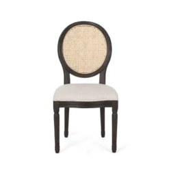 Christopher Knight Home Govan Upholstered Wood And Cane Dining Chairs (Set Of 2), Beige/Natural Brown/Dark Brown -Christopher Knight Home GUEST 51ccfc79 1f70 49b0 9911 667f8f556114