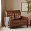 Christopher Knight Home Denison Faux Leather Tufted Loveseat Pushback Recliner Cognac Brown/Dark Espresso