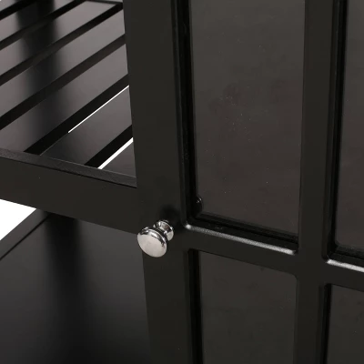 Byway Contemporary Kitchen Cart With Wheels Black/Natural - Christopher Knight Home 9 Byway Contemporary Kitchen Cart With Wheels Black/Natural - Christopher Knight Home - Image 7