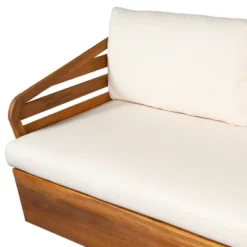 Christopher Knight Home Rugar 4-Seater Patio Mid-Century Modern Acacia Wood V-Shaped Sectional Sofa With Thick Cushions, Teak/Beige -Christopher Knight Home GUEST 543a30b9 0510 4d47 aef7 78e1f4923efd