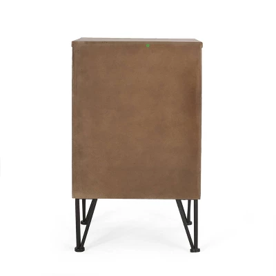 Pilster Contemporary End Table With Storage Walnut/Natural/Black - Christopher Knight Home 8 Pilster Contemporary End Table With Storage Walnut/Natural/Black - Christopher Knight Home - Image 6