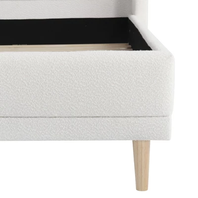 Christopher Knight Home Nicky Boucle Upholstered Platform Bed With Wingback Headboard, White 9 Christopher Knight Home Nicky Boucle Upholstered Platform Bed With Wingback Headboard, White - Image 7