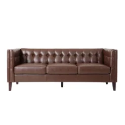 Pondway Contemporary Faux Leather Tufted 3 Seater Sofa - Christopher Knight Home -Christopher Knight Home GUEST 65814a38 2198 4b9d aa1d 0f7f178db283