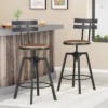 Set Of 2 Alanis Modern Industrial Firwood Adjustable Height Swivel Barstools Natural/Black Brushed Silver - Christopher Knight Home -Christopher Knight Home GUEST 67d199e6 2545 4eba b4cd 93671b124021