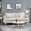 Dallin Contemporary Fabric 3 Seater Sofa Beige/Silver - Christopher Knight Home -Christopher Knight Home GUEST 6a618fd2 8975 469a 9e90 d689b4446889