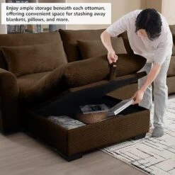 Christopher Knight Home Constance Large L-Shaped Corduroy 157.5" Sectional Sofa With Storage Ottoman And 4 Waist Pillows -Christopher Knight Home GUEST 6d975347 a488 4b17 a84f b21e9f3c3d60