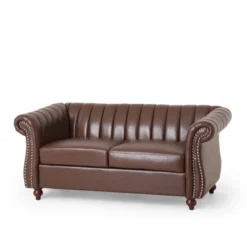 Glenmont Contemporary Channel Stitch Loveseat With Nailhead Trim - Christopher Knight Home -Christopher Knight Home GUEST 6e31a0a8 841b 421b 82e3 4baf204411e0