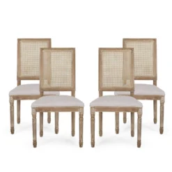 Set Of 4 Regina French Country Wood And Cane Upholstered Dining Chairs - Christopher Knight Home -Christopher Knight Home GUEST 6eb39d1d 4dae 42b3 9bb5 7ac0ade78845