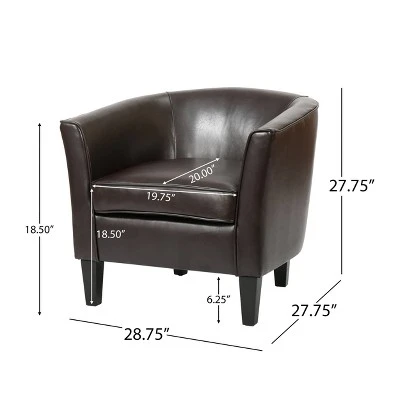 Aiden Bonded Leather Club Chair Brown - Christopher Knight Home 6 Aiden Bonded Leather Club Chair Brown - Christopher Knight Home - Image 4