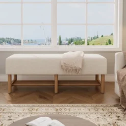 Christopher Knight Home Zarik Modern Rubberwood Linen Upholstered Bench -Christopher Knight Home GUEST 73894846 195d 4798 a495 7fe1a75af166