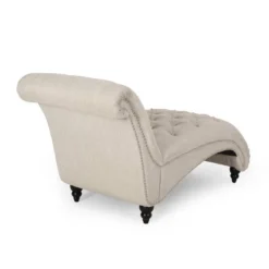 Varnell Contemporary Fabric Button Tufted Chaise Lounge Beige/Dark Brown - Christopher Knight Home -Christopher Knight Home GUEST 753d5053 207e 46eb 909c c306a5630d7e