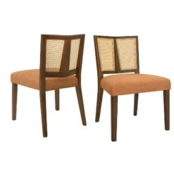Christopher Knight Home Hassan Rubberwood Upholstered Dining Chairs With Cane Webbing(Set Of 2) -Christopher Knight Home GUEST 7558acc5 4286 4e60 90fb a022db3fc338