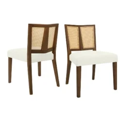 Christopher Knight Home Hassan Rubberwood Upholstered Dining Chairs With Cane Webbing(Set Of 2) -Christopher Knight Home GUEST 7a98ac38 6fae 430e a888 6ca215945b21