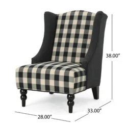 Toddman High-Back Club Chair Checkerboard Black/Dark Charcoal - Christopher Knight Home -Christopher Knight Home GUEST 7e07a841 8c6a 4cd5 856c fa445d30b64c