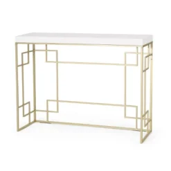 Depue Modern Glam Geometric Console Table Gold/White - Christopher Knight Home 12 Depue Modern Glam Geometric Console Table Gold/White - Christopher Knight Home -Christopher Knight Home GUEST 7e469e46 bd8c 4ada 842a 6b49b8661194
