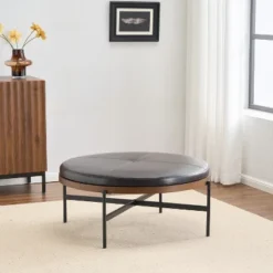 Christopher Knight Home Crestholm Modern Upholstered Round Ottoman With Iron Leg -Christopher Knight Home GUEST 8006d335 63b2 4f5a 9dc5 5edc14601cd2