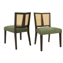 Christopher Knight Home Hassan Rubberwood Upholstered Dining Chairs With Cane Webbing(Set Of 2) -Christopher Knight Home GUEST 82743b57 a0a6 4542 aa5b 7892c57e2566