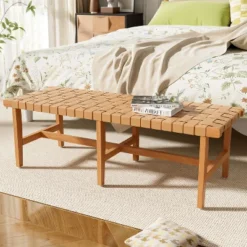 Christopher Knight Home Vladimir Contemporary Acacia Wood Bedroom Bench With Woven Faux Leather -Christopher Knight Home GUEST 88bfa656 002d 45ae a5cb ede797e5d5d1