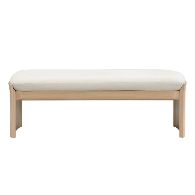 Christopher Knight Home Bellomy Modern 51.5 Inch Rubberwood Upholstered Ottoman 5 Christopher Knight Home Bellomy Modern 51.5 Inch Rubberwood Upholstered Ottoman - Image 3
