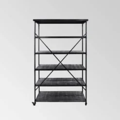 68" Farrells Industrial 5 Shelf Bookcase Gray - Christopher Knight Home -Christopher Knight Home GUEST 8eaf3c4c e1d1 46c1 8ad5 3b15730cdbdc