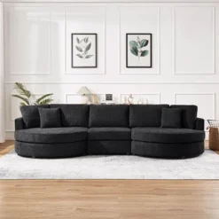 Christopher Knight Home Baldum Modern 3-Seater 129" Chenille Upholstered Sofa With Curved Design And Thick Cushions -Christopher Knight Home GUEST 98b84a82 7e76 41a1 a5d4 05accb61762b