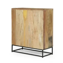 Orem Handcrafted Boho Wooden 2 Door Cabinet Natural/Black - Christopher Knight Home: Artisan Storage, Iron Frame -Christopher Knight Home GUEST 99d52777 96db 4f62 a90b 8c462e20ac2c