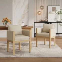 Christopher Knight Home Diana Modern Rubberwood Linen Upholstered Armchairs (Set Of 2) -Christopher Knight Home GUEST 9c315728 bd05 4cd5 bb48 4055341348fd