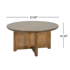 Christopher Knight Home Nova Farmhouse Rattan Rubberwood Round Coffee Table With Criss Cross Design -Christopher Knight Home GUEST 9cc0c2eb 8d2c 494c 8dea 4526c0732c0d