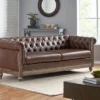 Castalia Chesterfield Tufted 3 Seater Sofa With Nailhead Trim Dark Brown/Natural - Christopher Knight Home -Christopher Knight Home GUEST a1687a3b 205c 41f3 a7f3 725e8b0b2bc7