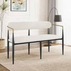 Christopher Knight Home Ingrid Modern Iron Frame Upholstered 55" Loveseat With Open Curved Back -Christopher Knight Home GUEST a69e92f7 5ae1 4d4d a0f5 e77da6c54333