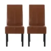 Christopher Knight Home Set Of 2 Pertica Faux Leather Upholstered T Stitch Dining Chairs Cognac Brown/Espresso -Christopher Knight Home GUEST af336b6b c510 45aa 884a 5d4410387713