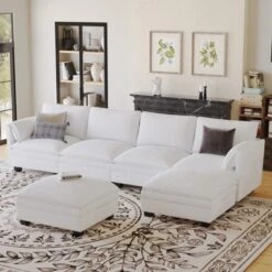 Christopher Knight Home 141.5'' Fabric U-Shaped Sectional Sofa With Ottoman And Pockets -Christopher Knight Home GUEST b22ace52 371d 458b 82d4 772e55d9b4fc