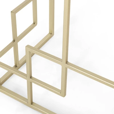 Depue Modern Glam Geometric Console Table Gold/White - Christopher Knight Home 8 Depue Modern Glam Geometric Console Table Gold/White - Christopher Knight Home - Image 6