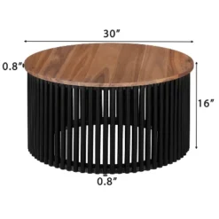 Christopher Knight Home Zanvia 30" Round Acacia Wood Coffee Table With Slatted Base -Christopher Knight Home GUEST bd942556 feec 42cc bb36 ba072c903e3b